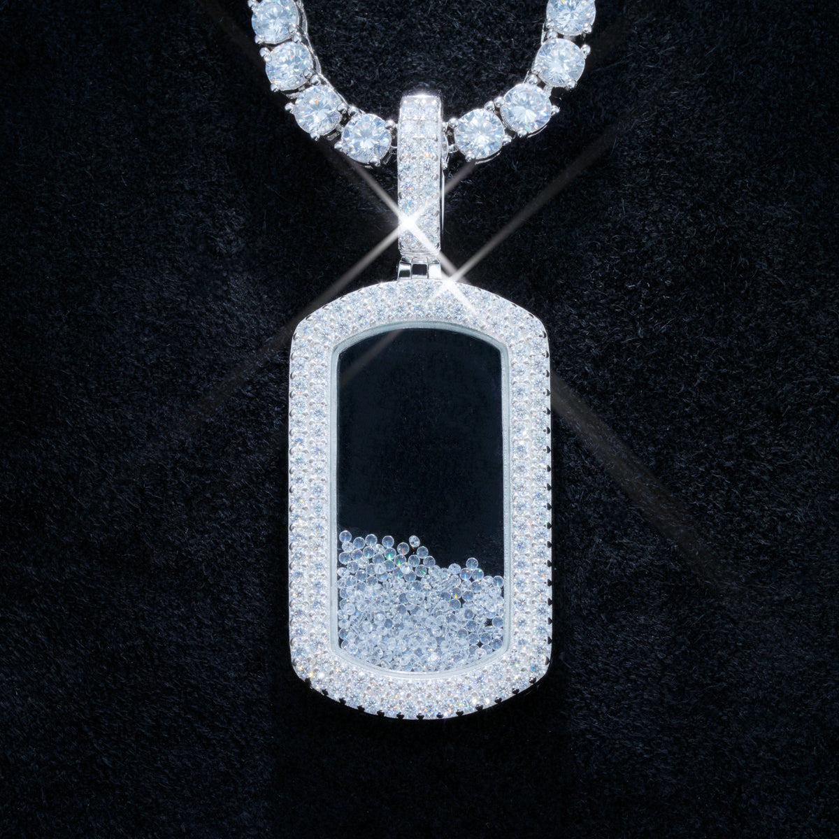 925S & VVS Moissanite Dog Tag Necklace