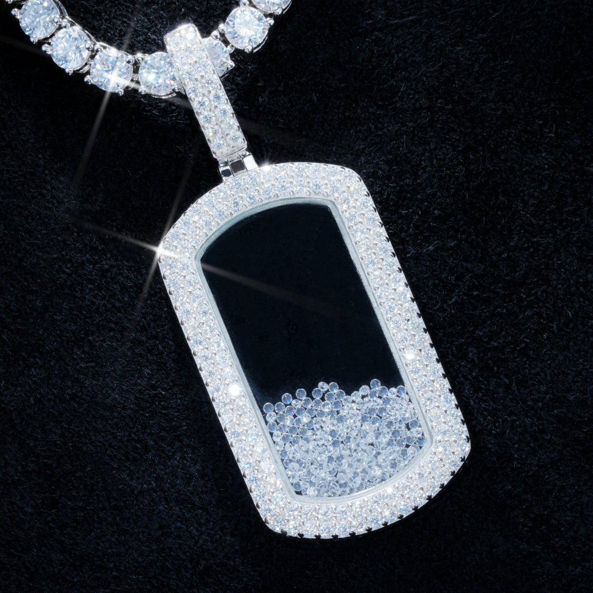 925S & VVS Moissanite Dog Tag Necklace