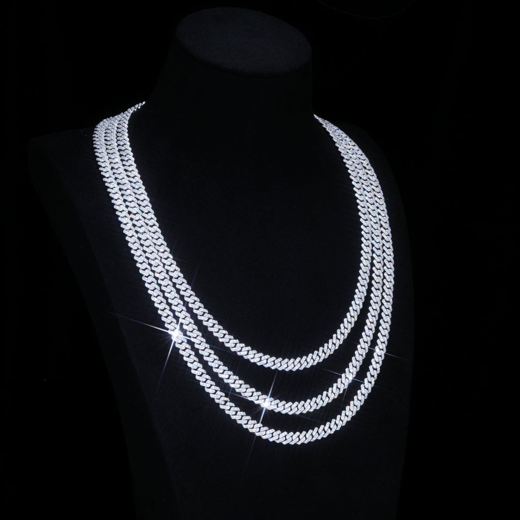 925S & VVS Moissanite 6.5MM Prong Cuban Link Chain