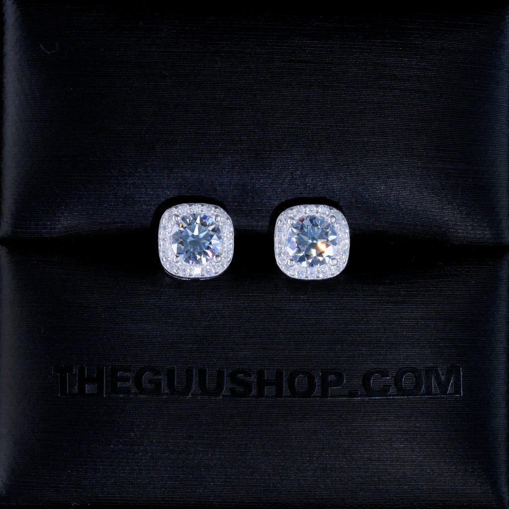 925S VVS1 Moissanite 7MM Cluster Stud Earrings