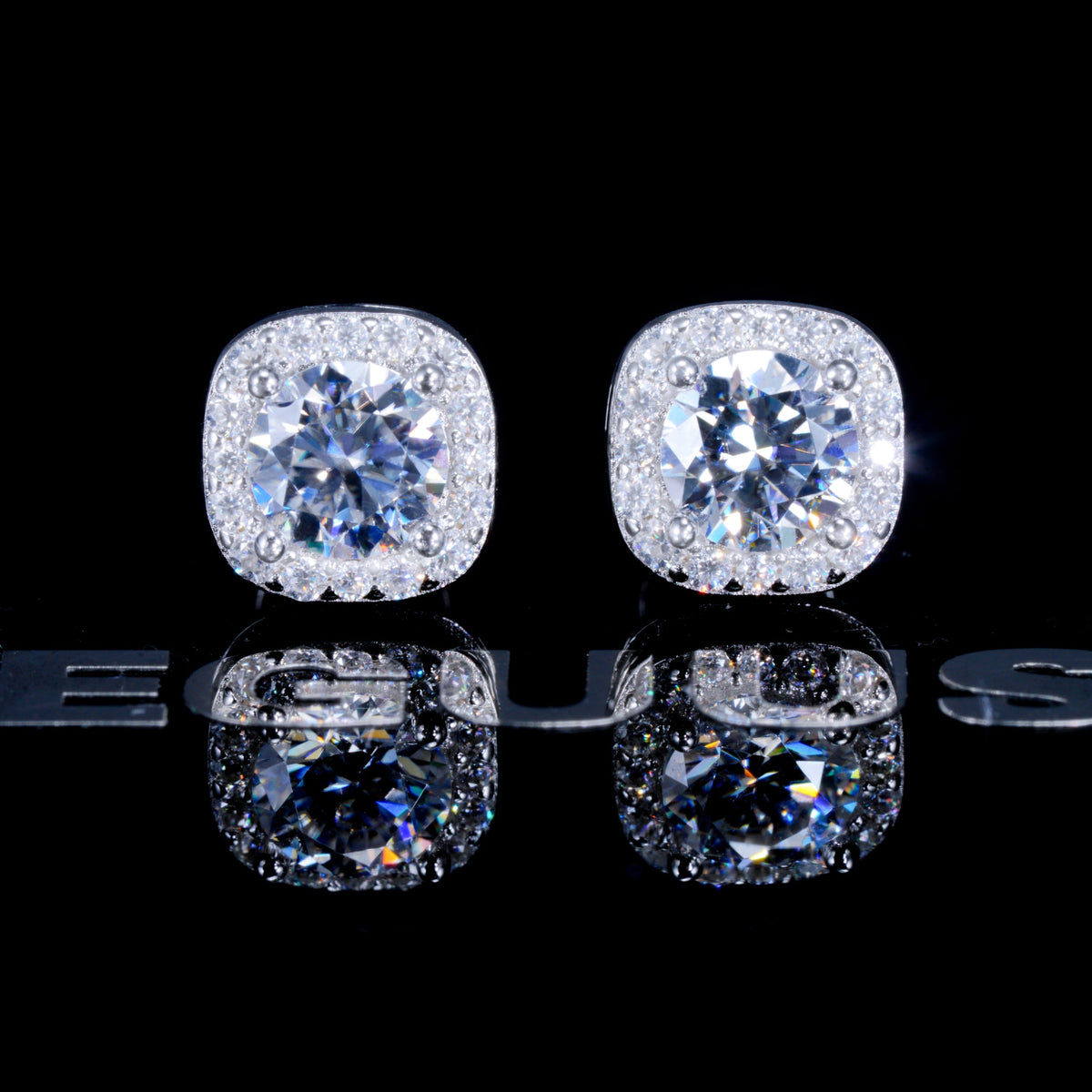 925S VVS1 Moissanite 7MM Cluster Stud Earrings
