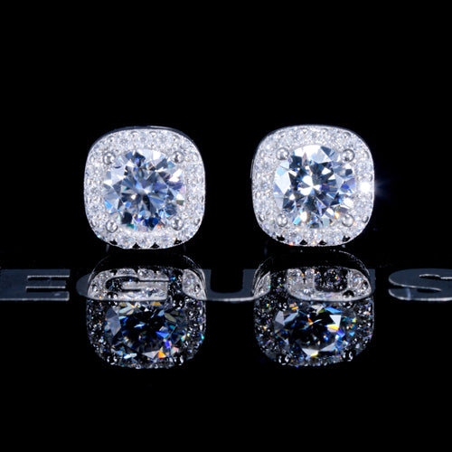 925S VVS1 Moissanite 7MM Cluster Stud Earrings