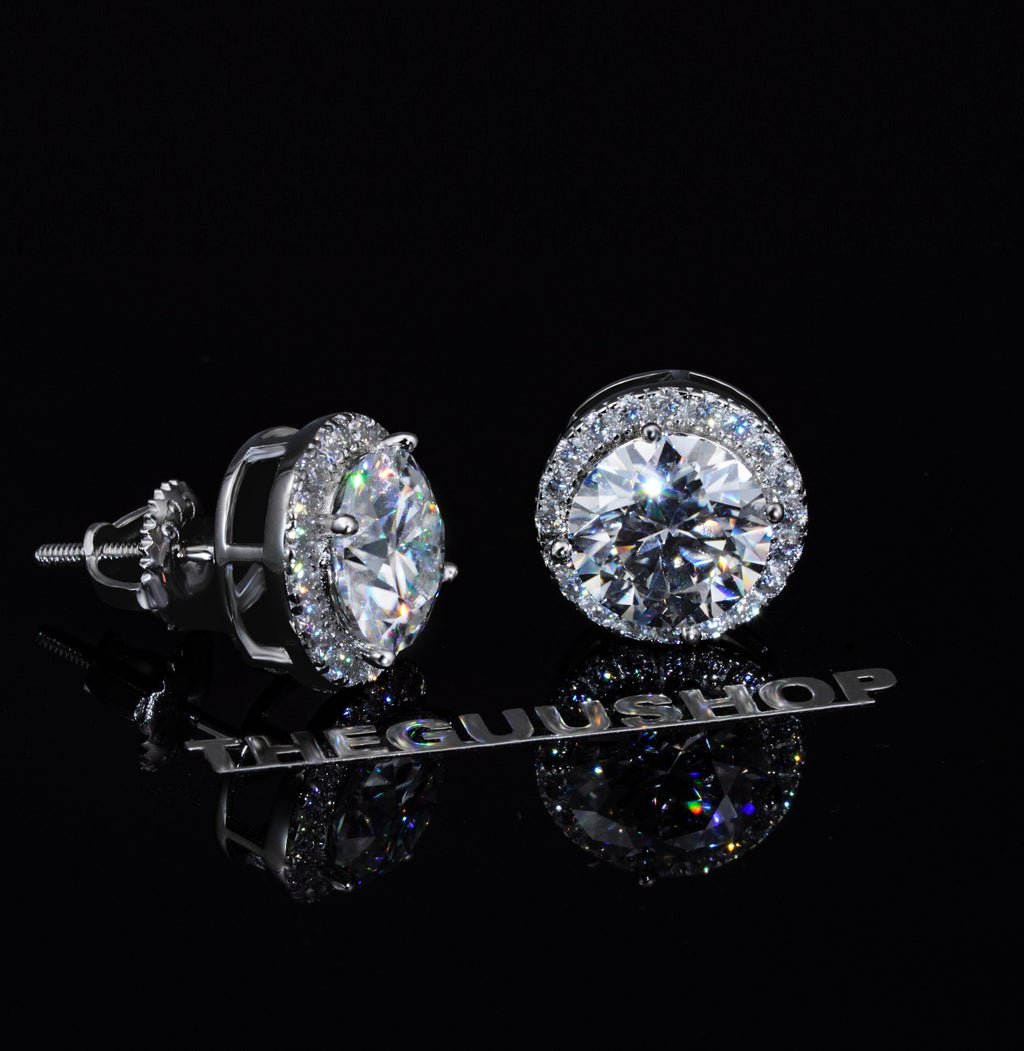 2.00 Carat Certified 925S & VVS1 Moissanite Halo Earrings