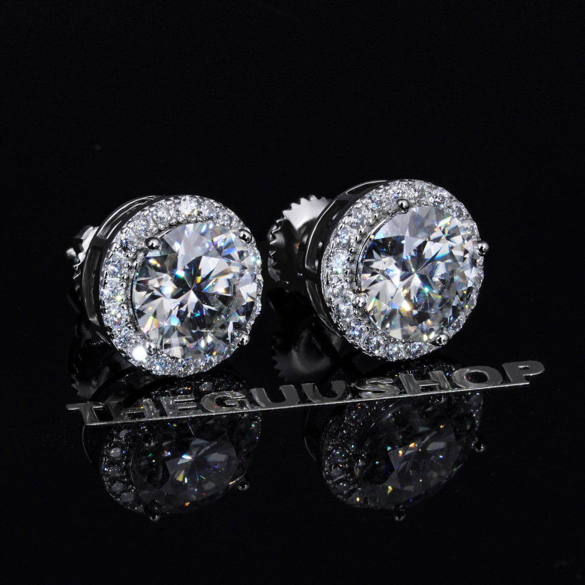 2.00 Carat Certified 925S & VVS1 Moissanite Halo Earrings