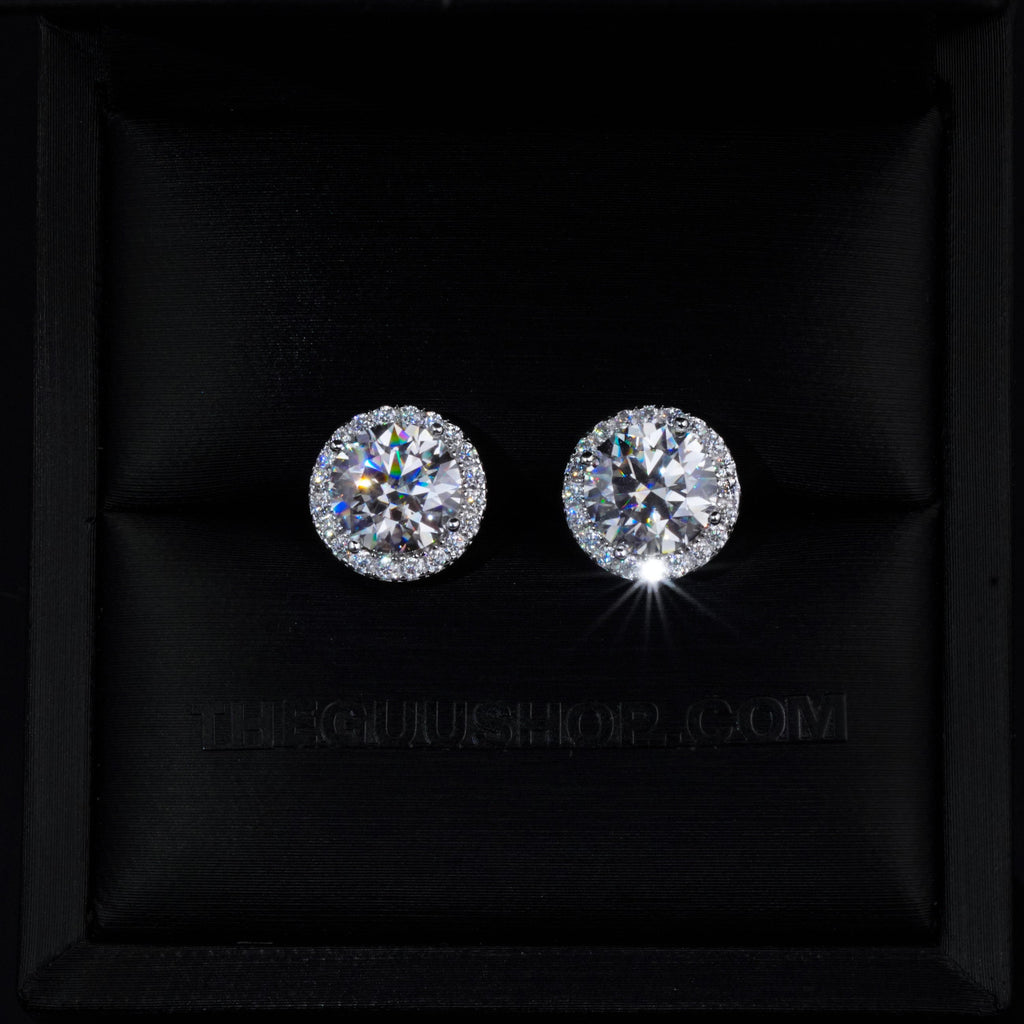 2.00 Carat Certified 925S & VVS1 Moissanite Halo Earrings