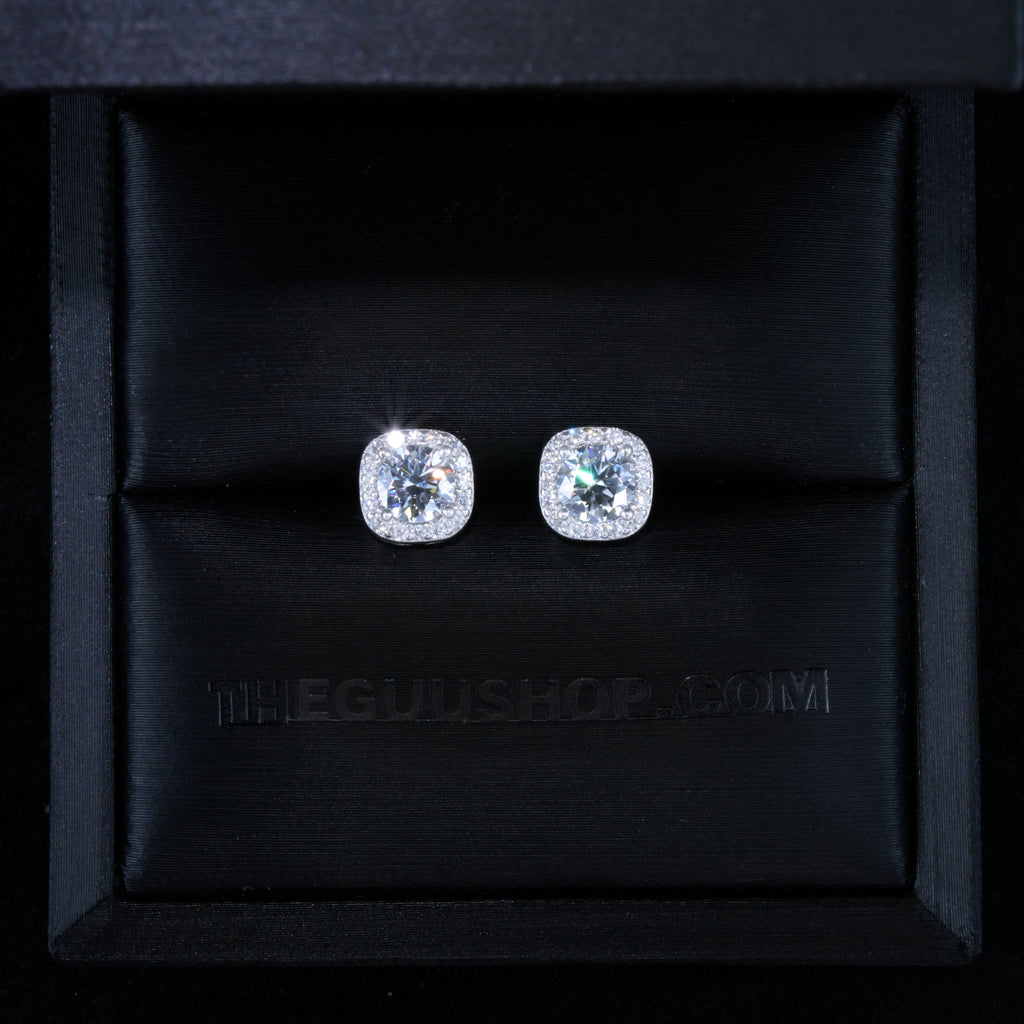 925S VVS1 Moissanite 7MM Cluster Stud Earrings