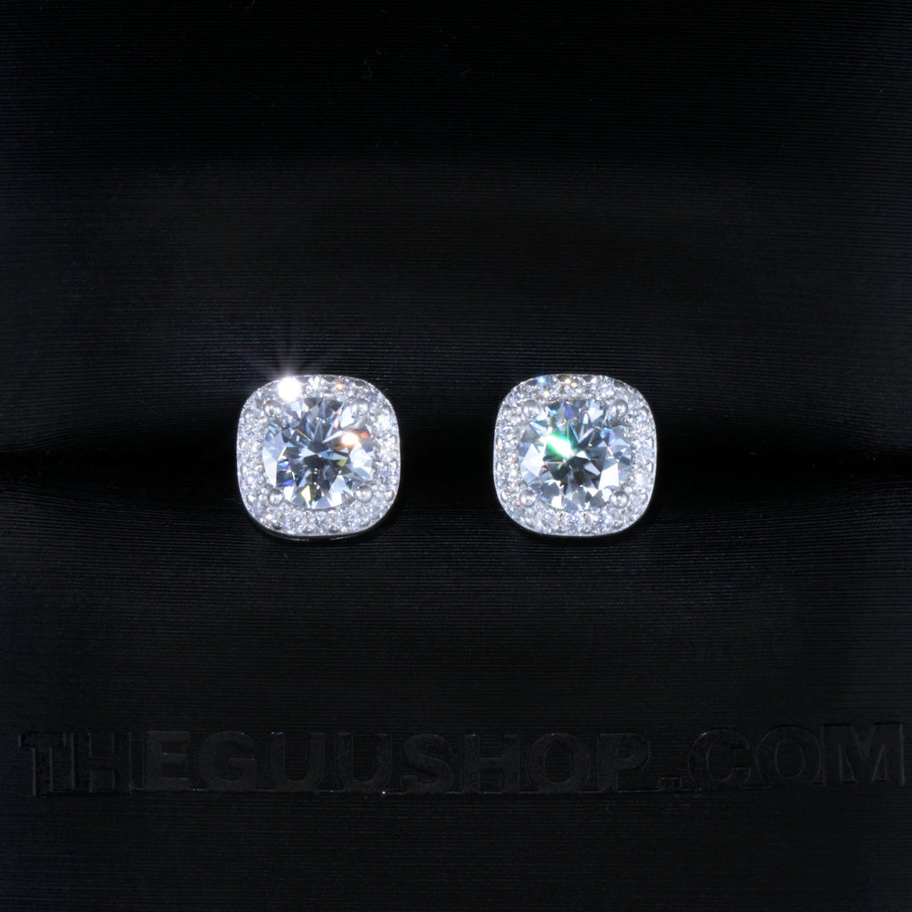 925S VVS1 Moissanite 7MM Cluster Stud Earrings